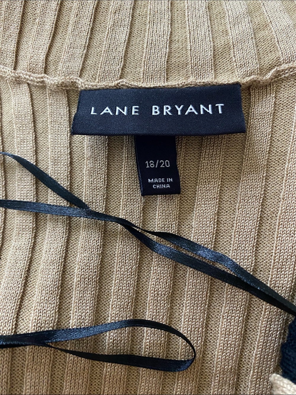 LANE BRYANT Tan/Black Colorblock Stretchy Ribbed Maxi—Mock Turtleneck—Sz 18/20 - Picture 3 of 15